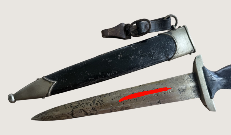 Originaler SS Dienstdolch „Böker“ mit Hänger Dachbodenfund SS NUMMER – 4. kép