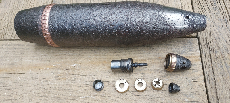 DEKO Russische 122 mm Splittergranate mit Zünder - ORIGINAL WW 2 – Bild 5