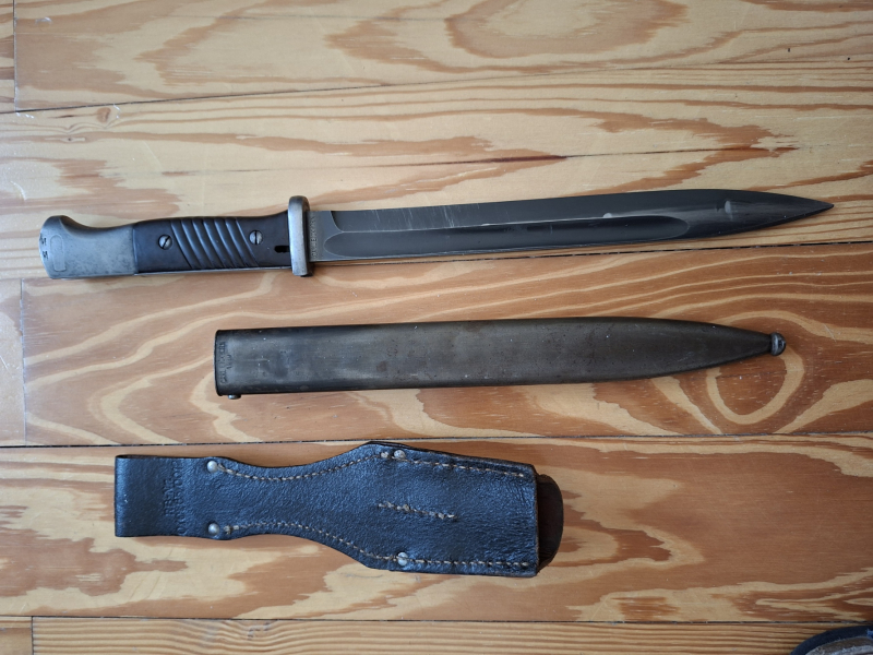 Bajonett K98 aus dem 2 WK mit Scheide und Koppelschuh Nr gleich – billede 2