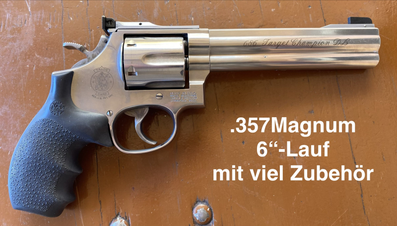 Smith & Wesson 686 Target Champion Diamond Line 6"-Lauf stainless poliert .357Mag .357 viel Zubehör – Bild 3