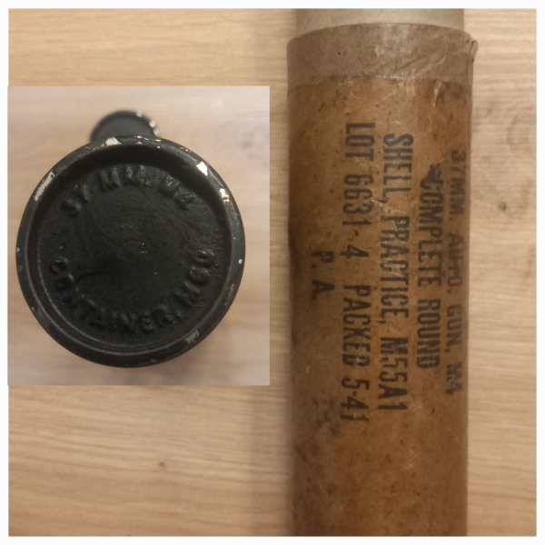 Orig. WW2, US Army, 37mm Granate Auto Gun M4 Container, 1941, TOP, WK2 – immagine 2
