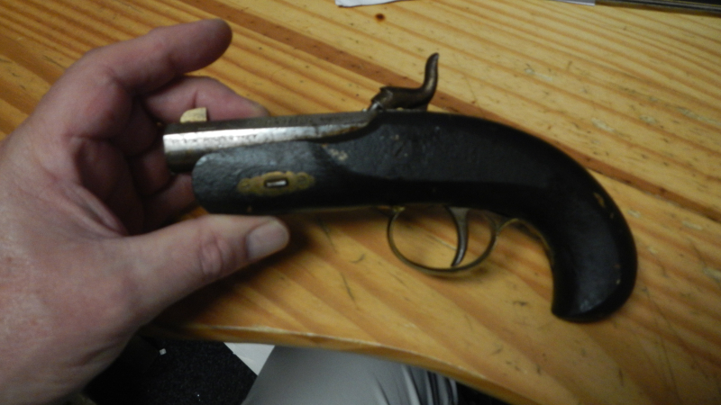 Vorderlader Perkussions Pistole Philadelphia Derringer Cal.44 AMR Spanien Schlechter Zustand – obrázek 4