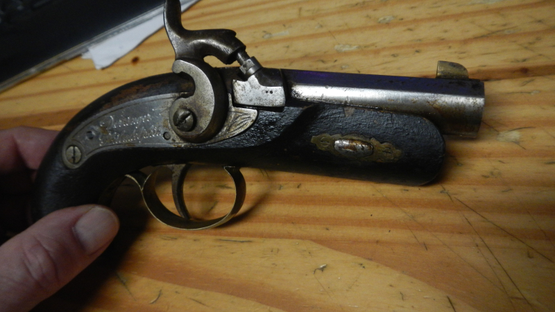 Vorderlader Perkussions Pistole Philadelphia Derringer Cal.44 AMR Spanien Schlechter Zustand – obrázek 3