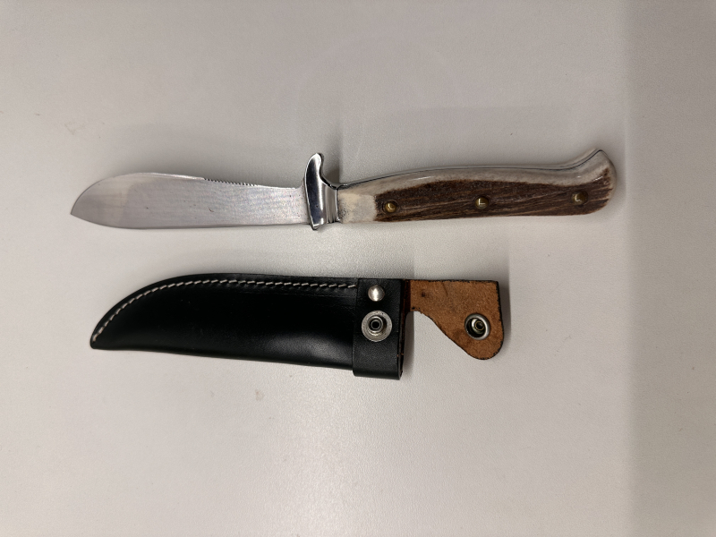 Linder Forstnicker Solingen Carbon Steel - Jagdmesser / Nicker mit Hirschhorn & Lederscheide – Bild 3