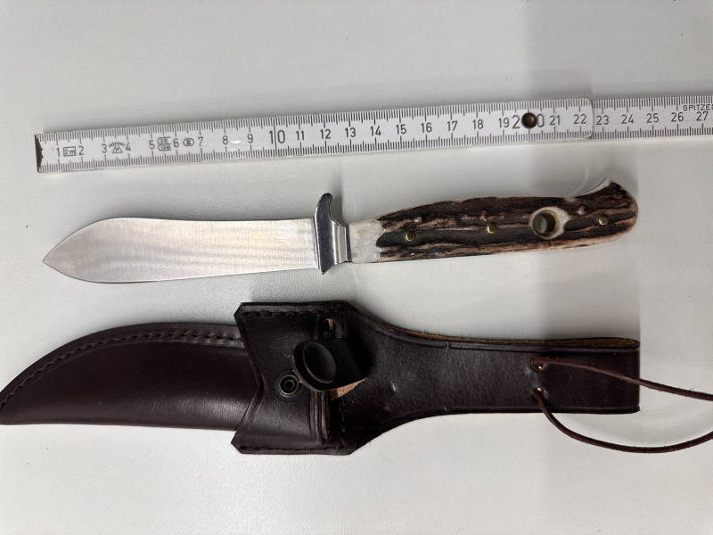 Hubertus Forst-Nicker Solingen – Geschmiedet Rostfrei, Hirschhorn & Lederscheide – Bild 2