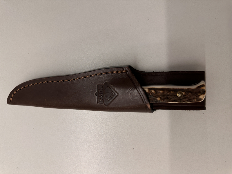 PUMA Hunter's Pal (Mod. 11 6397) – Solingen Jagdmesser mit Hirschhorn & Original-Lederscheide – Bild 4