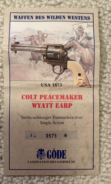 Göde Wyatt Earp Colt Peacemaker – Sammler-Replik – mit Original-Zertifikat – Bild 5