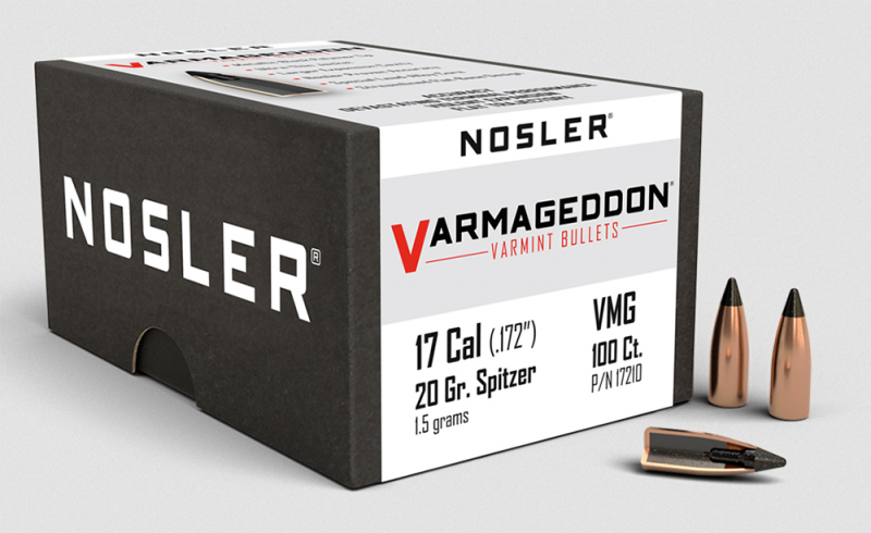 100 Stück NOSLER VARMAGEDDON Geschosse Cal 17 .172 .17 Hornet Remington 20gr FB Tipped 17210 Varmint – Bild 1