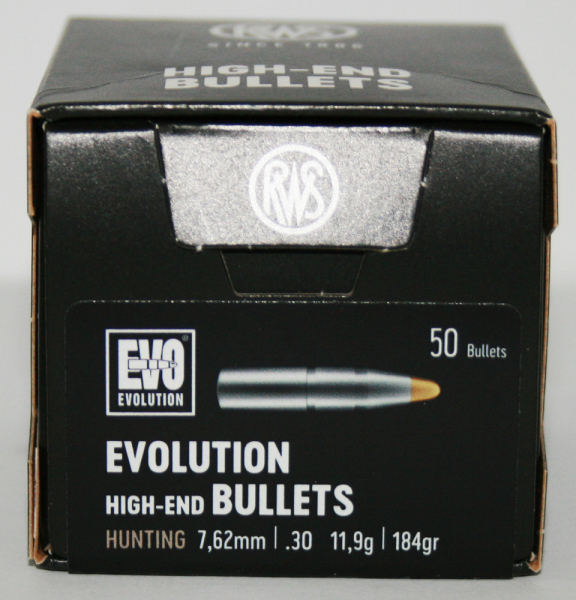 50 Stück NEUE RWS Geschosse - EVOLUTION (Blei-Deformation) 7,62mm/.308 - 11,9g/184gr (#215959) – Bild 1