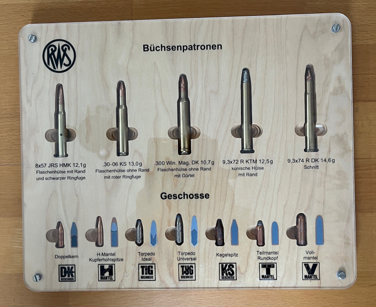 RWS Patronen- und Geschoss-Schautafel – Bild 1