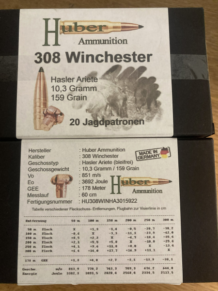 Huber Ammunition 308 Winchester – Bild 1