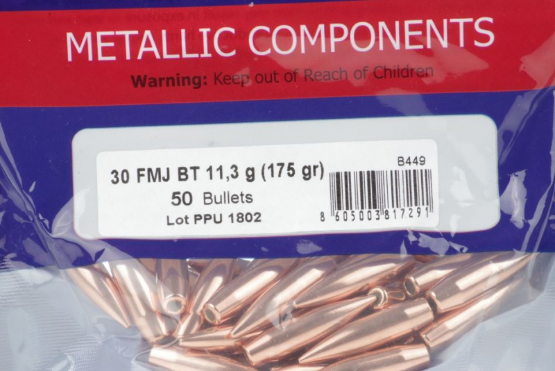 PPU Geschosse .30 - .308 in 175 Grain / 11,34 Gramm FMJ BT - 50 St. #B-449 – Bild 1