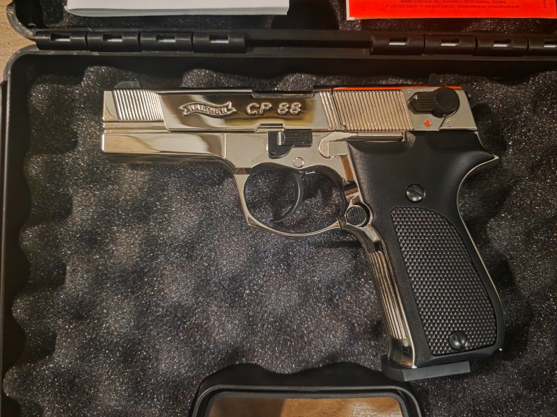 Luftpistole CO2 Walther CP88 4 Zoll 4,5 mm Diabolo Nickel – Bild 1