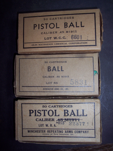 Konvolut Schachteln .45ACP WK2? 1911 Colt (MP40 44 MG34 42 K98 P08 PPK Mauser Walther) – Bild 1