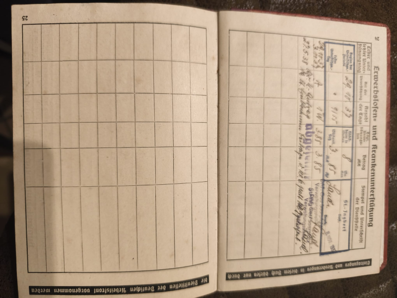 Reich DAF Mitgliedsbuch mit Beitragsmarken 1938-41 + Urlaubsschein 1942 + Karte - Saarpfalz – Bild 4