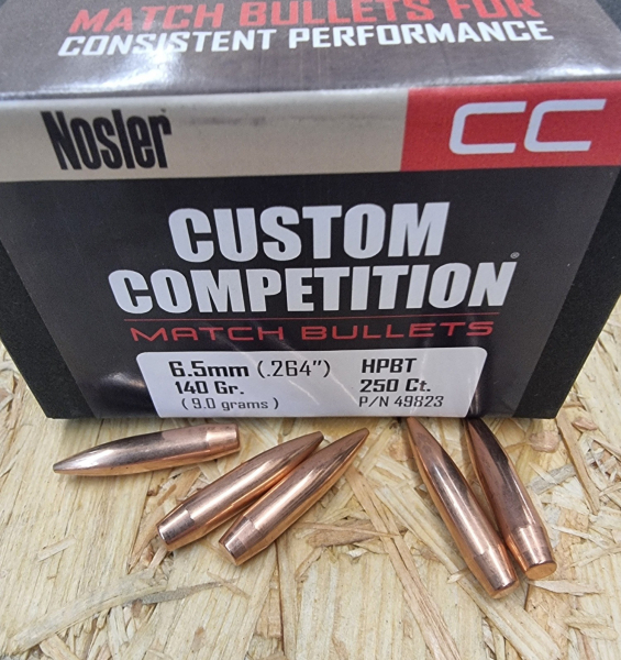 6,5mm/140grs HPBT Nosler No: 49823 Competition Geschosse 250 stk – Bild 1