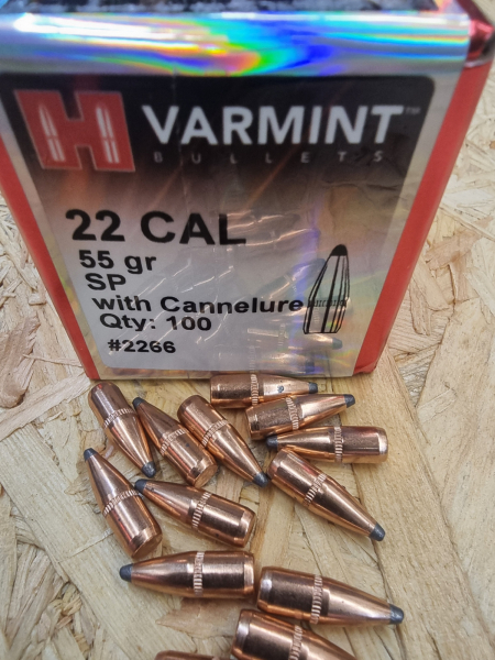 .22/.224/55grs SP WC Hornady No. 2266 Geschosse 100 Stk. – Bild 1
