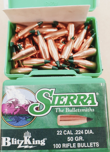 .22/.224/50 grs #No.1450# Sierra HV Blitzking Geschosse 100 stk. – Bild 1