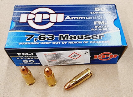 7,63 Mauser/85grs A-413 PPU FMJ 50 Stk. – Bild 1