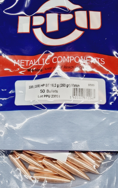.338/250grs Match HPBT PPU Geschosse 50 Stk. B-583 # – Bild 1