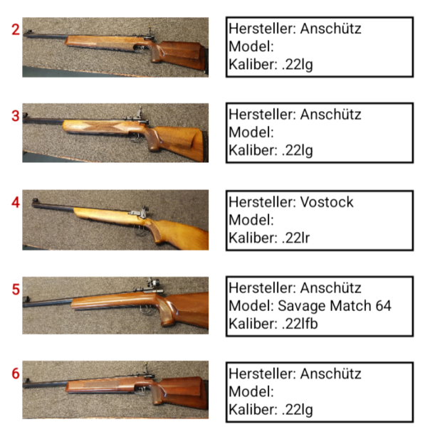 5x KK-Langwaffen .22 – Anschütz / Vostock – Vereinsbestand SV Diana 1910 Jügesheim e.V. – Bild 1