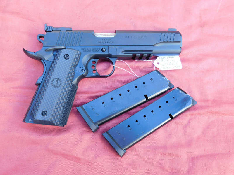 Hugo Schmeisser Pistole 1911 Kal. 45 ACP mit Reservemagazin und original Koffer – Bild 2