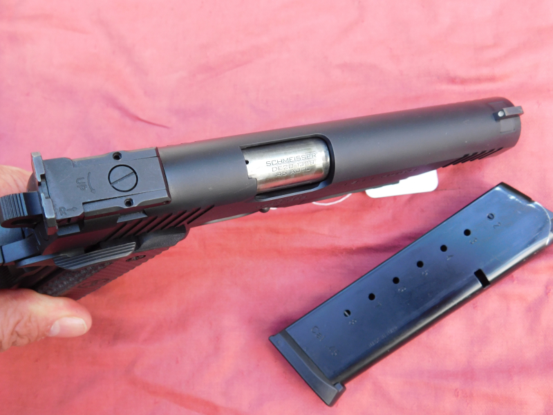 Hugo Schmeisser Pistole 1911 Kal. 45 ACP mit Reservemagazin und original Koffer – Bild 3