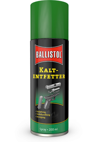 Ballistol KALTENTFETTER SPRAY 200ml | Entfetten Fettlöser Waffenteile Metallflächen VOR Brünierung – Bild 1