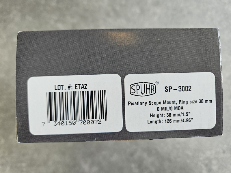 SPUHR SP-3002 Zielfernrohrmontage 30 mm Picatinny – 0 MIL / 0 MOA, Bauhöhe 38 mm – komplett – Bild 2