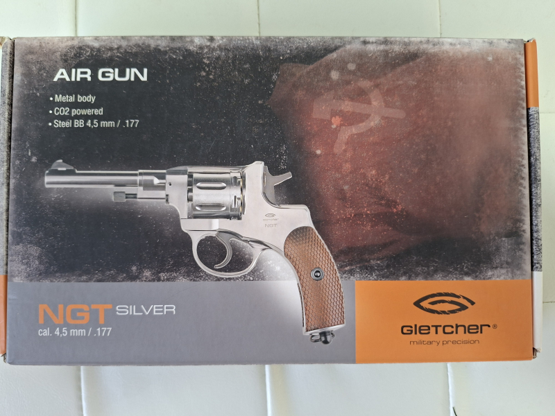 Nagant Co2 Revolver NGT Gletcher cal. 4,5 BB silber mit 21 Ladehülsen neu – Bild 3