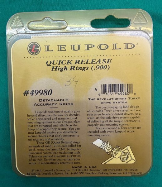 Leupold Quick Release High Rings (.900) #49980, Silver – Bild 2
