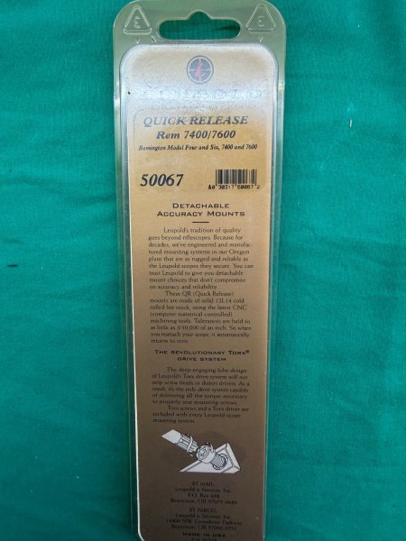 Leupold Quick Release Montagebase Rem 7400/7600 #50067 – Bild 2