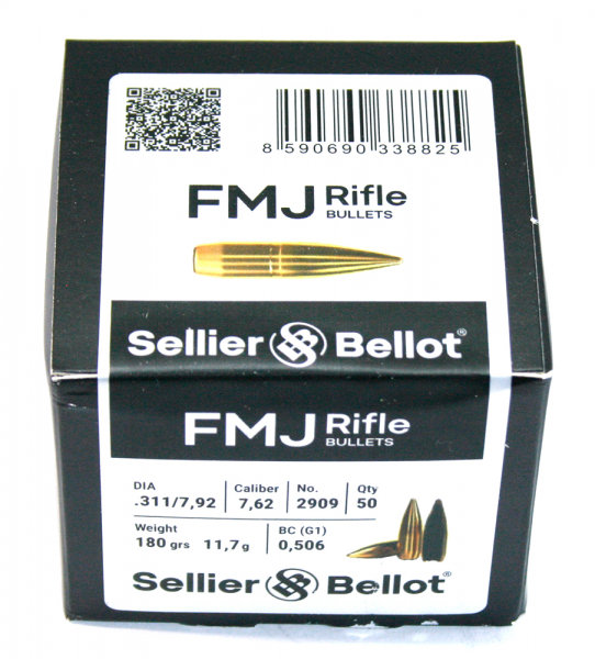50 Stück S&B | Sellier&Bellot Geschosse #2909 | 7,62* .303 Brit, Dia .311 7,92 -180grs / 11,66g FMJ – Bild 1
