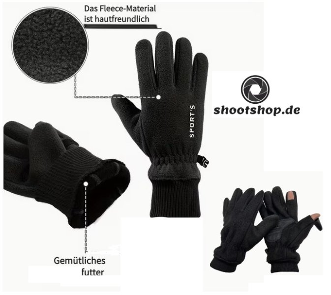 Warme Fleece-Handschuhe mit ablappbaren Fingerkuppen und "Touch-Funktion" – Bild 1