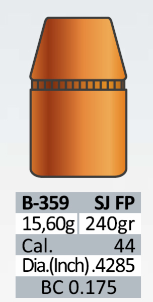 50 Stück PPU | PrviPartizan .44er Geschosse #B-359 | .429 240grs / 15,6g SJFP Teilmantel-Flachkopf – Bild 1