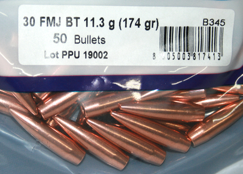 50 Stück PPU | PrviPartizan Geschosse #B-345 | Cal 30/.308 - 174grs/11,3g FMJ BT Vollmantel BoatTail – Bild 1