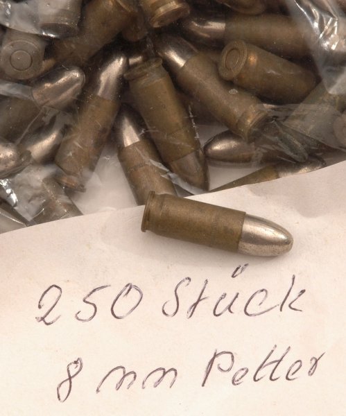 selten: 250 Stk. Patronen 8 mm Petter – Bild 1
