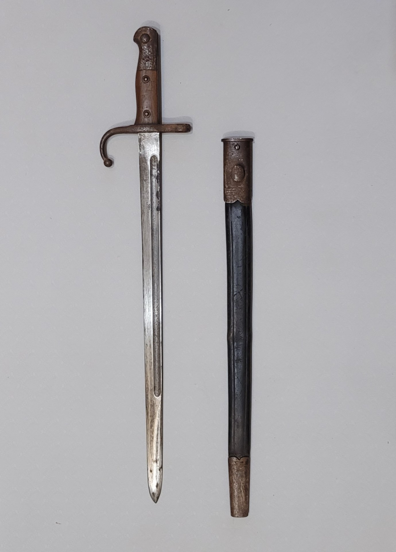 Osmanisches Mauser Bajonett M1890 – Ungekürzt mit Scheide – Deutliche Tughra 1893/94 Solingen – Bild 1