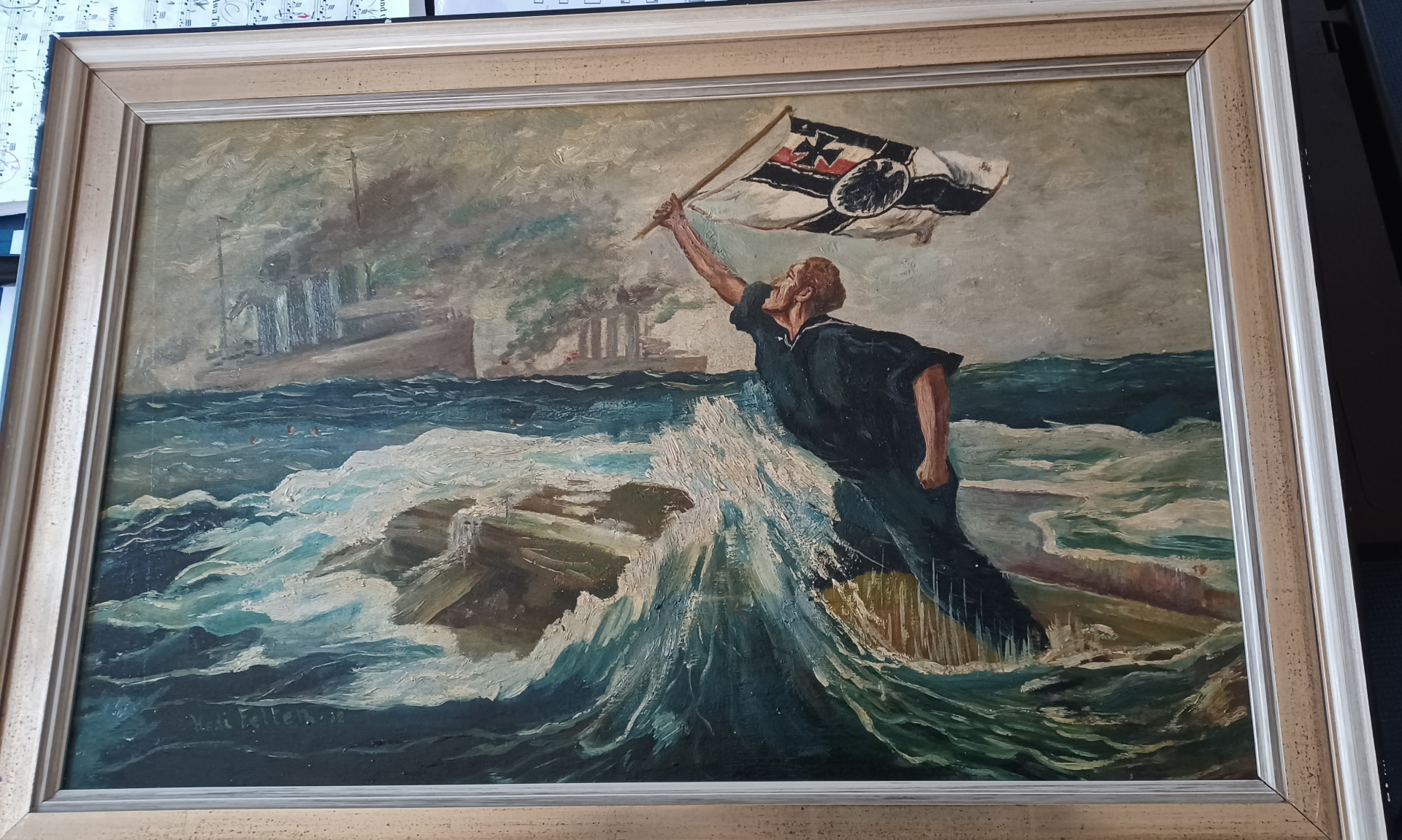 Aus Nachlaß:Signiertes Ölgemälde ...DER LETZTE MANN....62x42cm – Bild 1