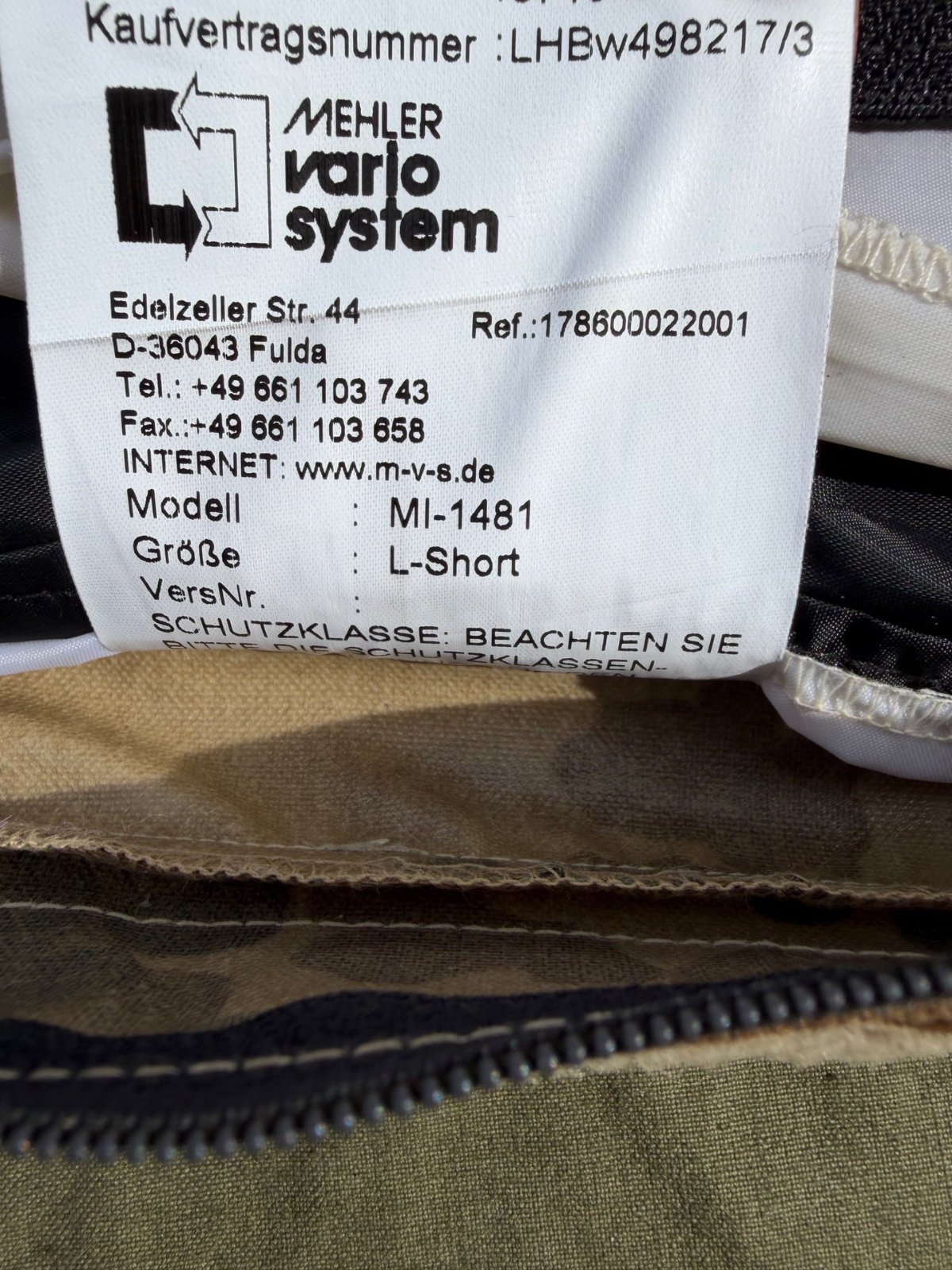 Bundeswehr Plattenträger Mehler Vario System – MI-1481 L-Short – mit Stichschutz – DEKO – Bild 5