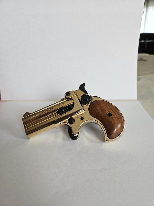 DERRINGER NORIS TWINNY Kal. 9mm K, PTB 599. Sammlerstück Gold – Bild 2
