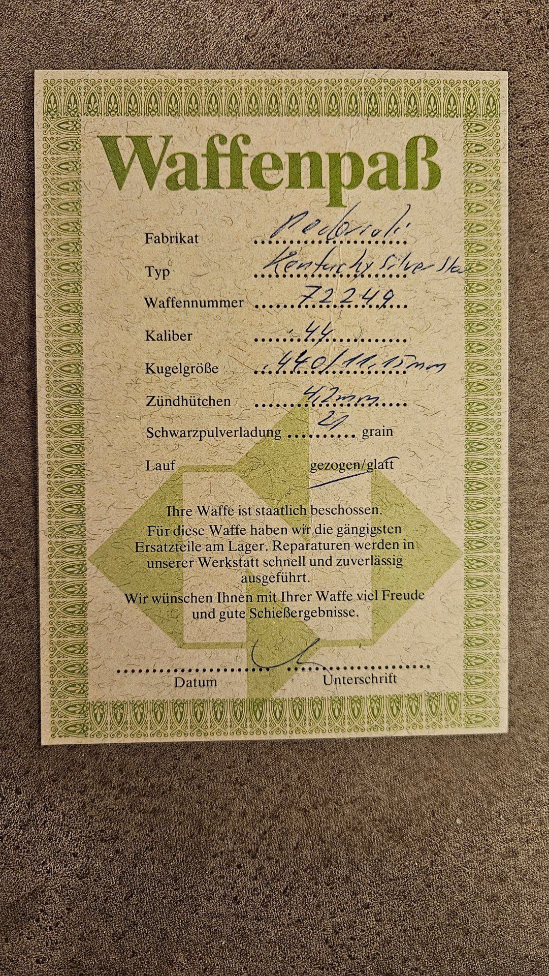 Pistole Pedersoli Kentucky silver cal.45 – Bild 5