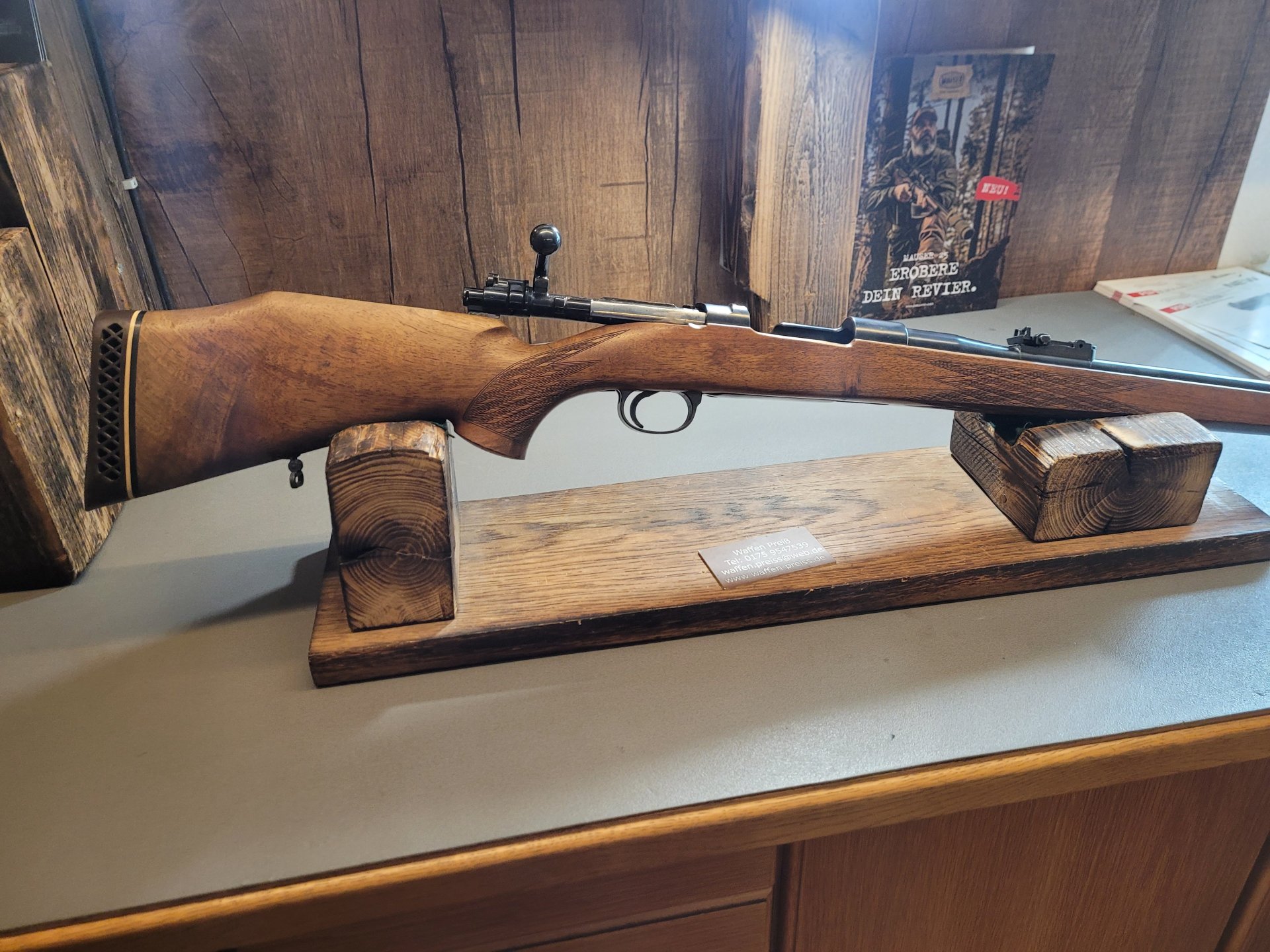 Mauser 98 Modell 98 9,3x62 Stutzen mit Edelholzabschluss Flintenabzug – Bild 4