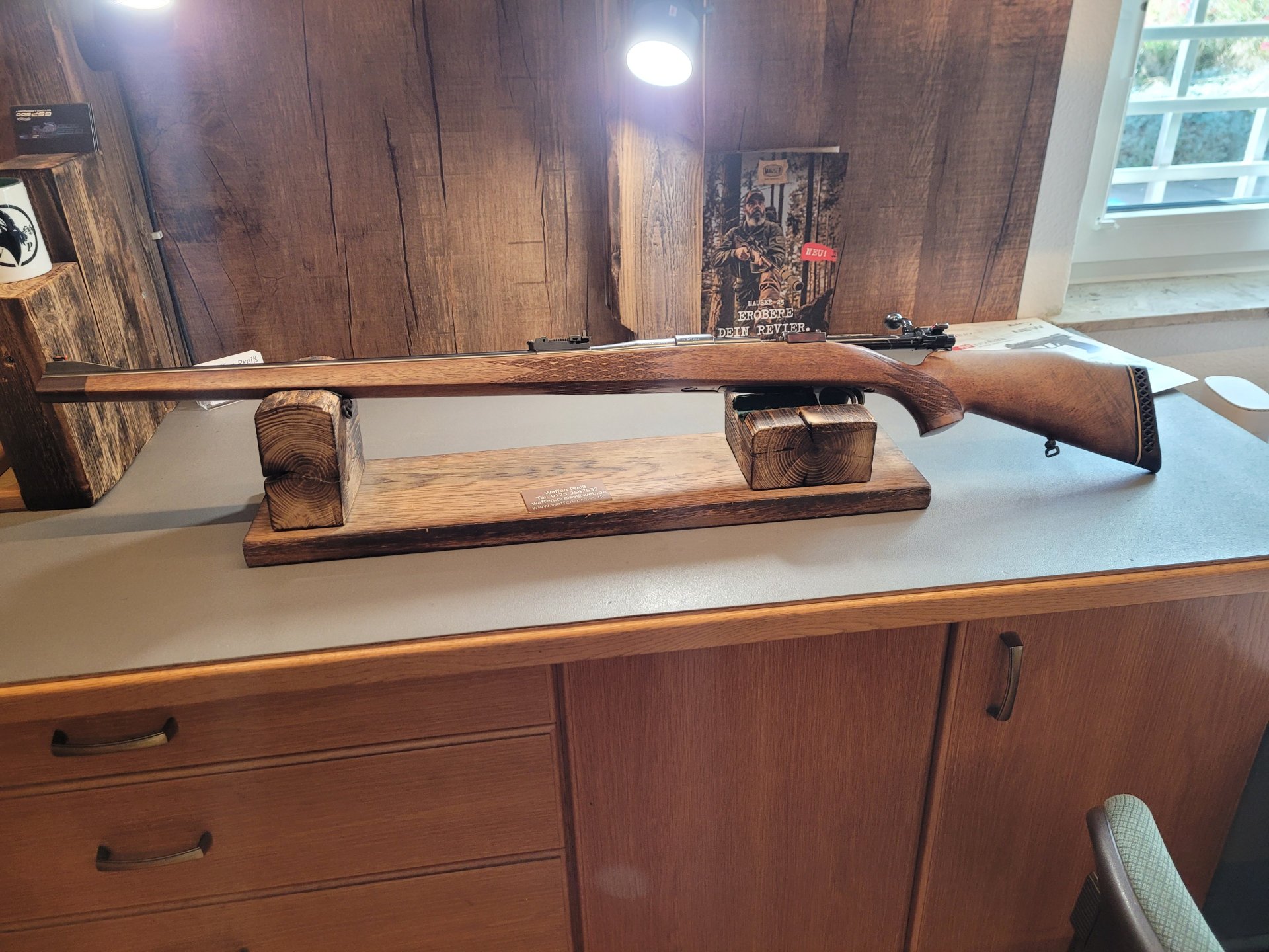 Mauser 98 Modell 98 9,3x62 Stutzen mit Edelholzabschluss Flintenabzug – Bild 1
