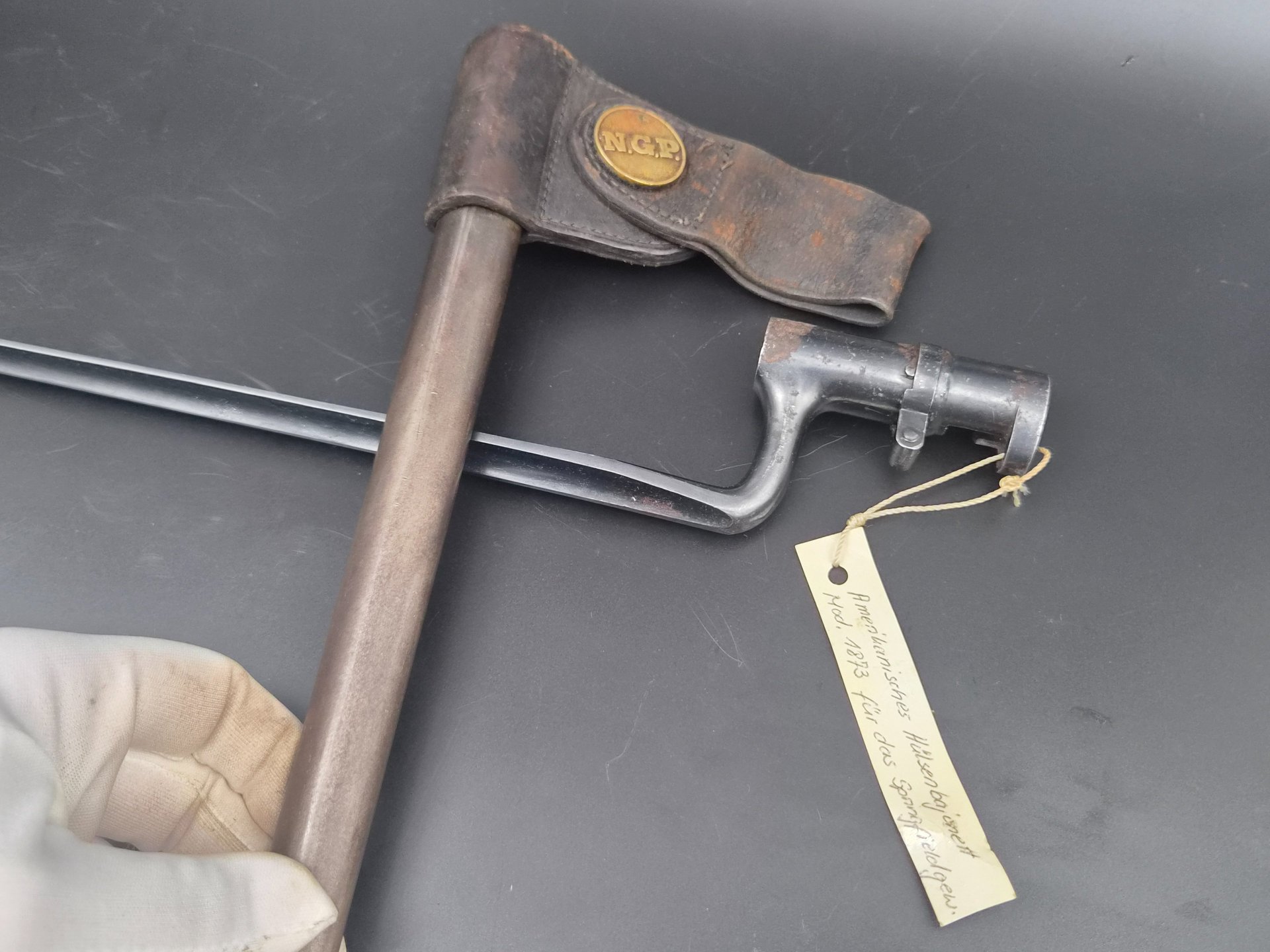 US Hülsenbajonett Mod. 1873 mit Scheide für Springfield Gewehr – Bild 2