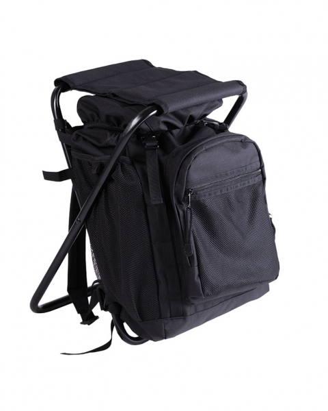 Ansitz Rucksack m. Klapphocker Schwarz 20 Liter – Angelhocker Angler – Bild 1