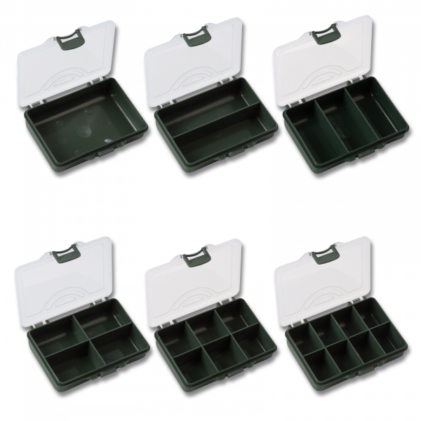 Red Carp® Kleinteilebox / Patronenbox - 10,5 x 7 x 2,5cm - 2 Fächer - Oliv / Transparent – Bild 1