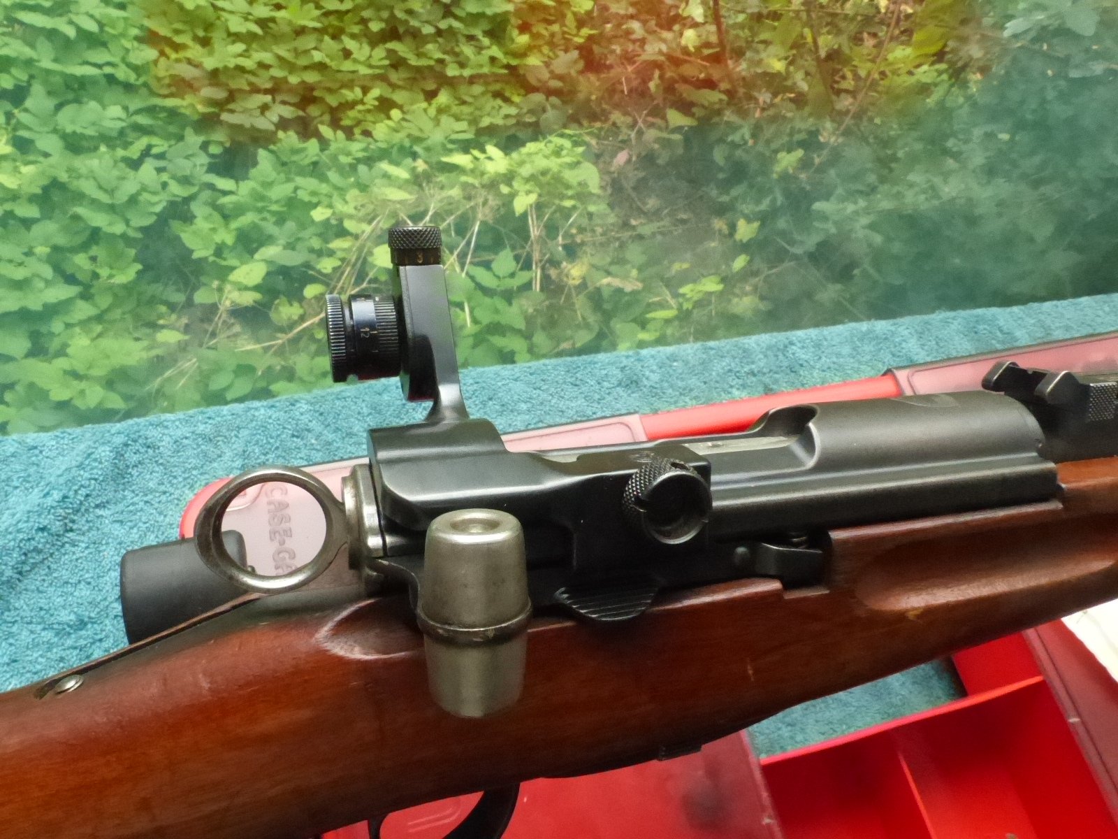 Diopterhalter, Diopter Gehmann D75 für schweizer K31 Sonderanfertigung,rechter Anschlag,Zielauge l – Bild 2