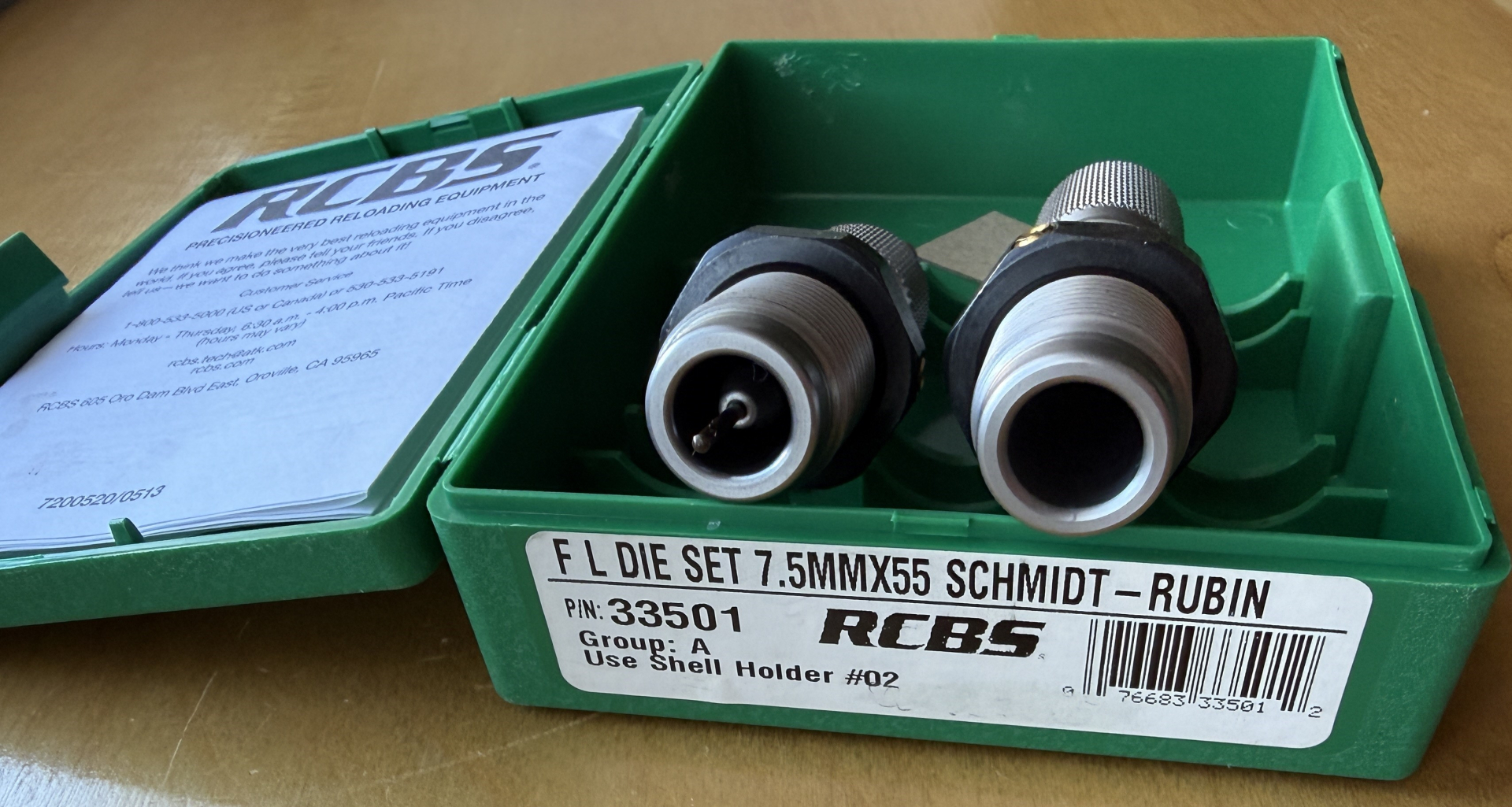 RCBS Matrizensatz FULL LENGTH 2-DIE SET 7.5MMx55 SCHMIDT RUBIN – Bild 1