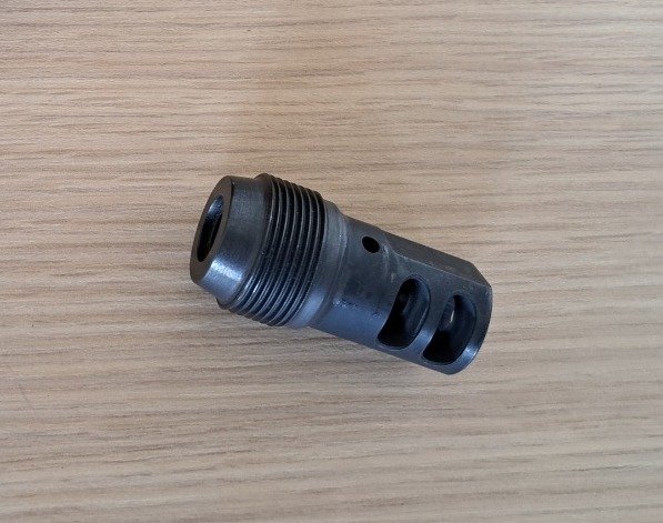 AR15 Mündungsbremse 1/2"-28 UNEF + Außengewinde M27x1,5 für Silent Steel oder ASE UTRA Schalldämpfer – Bild 1